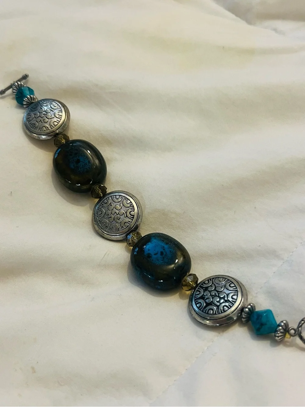 Handmade Turquoise & Silver Statement Bracelet